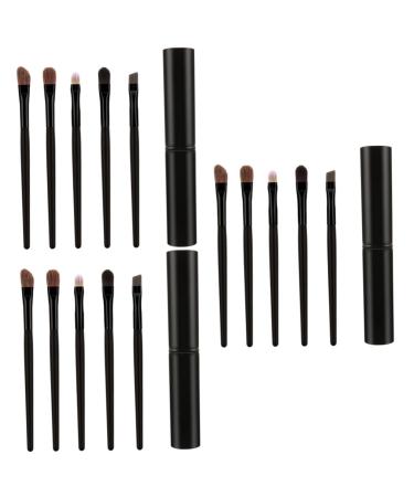 Baluue 15 Pcs Eyeshadow Brush Kit Eyeshadow Brush with Case Cosmetic Tools Liner Brush for Eyes Black