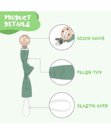 Vicloon Baby Dummy Clips 3 Pcs - BPA Free Soother Pacifier Chain Holder Clips for Boys and Girls - Teether Toy or Soothie - Green/Gray/Beige - Buy Online on GoSupps.com