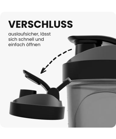 Shakenext Black Protein Shaker Bottle 700ml - Stainless Steel Leak-Proof Lid Dishwasher Safe Perfect for Fitness & Protein Shakes - Buy Now! - Buy Online on GoSupps.com