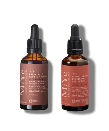 MiY MiY | Serum + Hair Oil Pack | Hair Growth & Anti-Hair Loss | Keratin Vegan Omega 3 6 9 Aloe Vera Ginkgo Biloba Oil Complex | Made in France