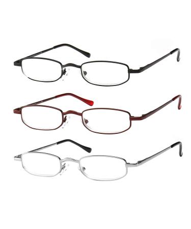 K KENZHOU Reading Glasses for Men/Women Ladies' Readers Metal Frame Unisex Reduce computer-related eyestrain 3PACK +2.5