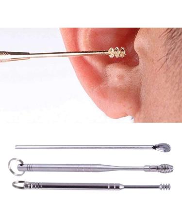 Stainless Steel Ear Pick Wax Remover Set with Key Chain End - 3pcs - Buy Online on GoSupps.com
