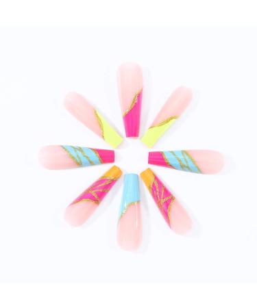 Brishow Long Ballerina False Nails - 24 Colored Acrylic Press-On Full Cover Stick-On Nails for Women & Girls - Buy Online on GoSupps.com