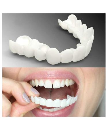 2 Pairs Cosmetic Teeth Smile Veneers Snap -in Teeth - Instant Perfect Snap on Veneers False Teeth (Work for Top and Bottom) - Perfect Braces for White Teeth Beautifully Tidy