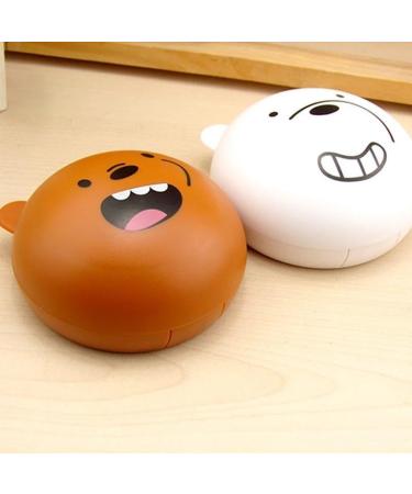 KCHYCV Cute Cartoon Round Portable Milk Bear Contact Lens Case Set for Ladies - Black Lens Cases - Perfect for Travel - Buy Online on GoSupps.com