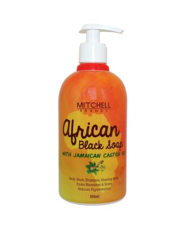 African Black Soap 500 ml / 16.9 Floz - Shampoo Shaving Soap Fade Blemishes and Scars Dark Spots Remover with Jamaican Castor Oil