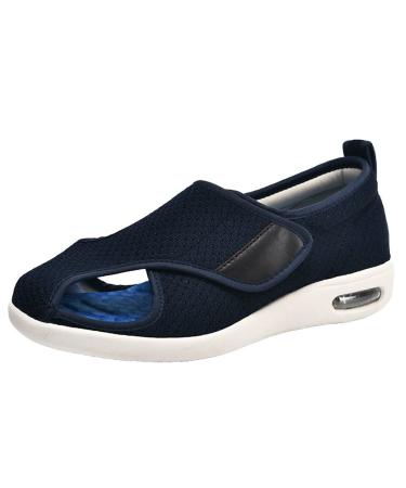 CRETUAO Women's Extra Wide Diabetic Edema Shoes Adjustable Comfort Sandals Walking Memory Foam Sneakers Closed Toe for Pregnant Mother Elderly Swollen Bandage Feet 8 Blue