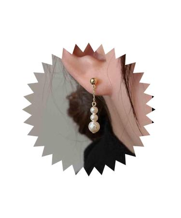 Vintage Pearl Drop Earrings Long Pearl Chain Earrings Gold Pearl Tassel Earrings Pearl Beaded Stud Earrings Jewelry for Women