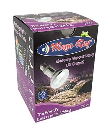 Mega-Ray 70w Reptile Mercury Vapour UV Output Basking Lamp UVA UVB IR