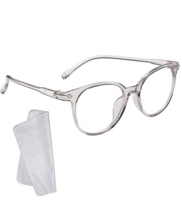 KINDOYO Blue Light Blocking Glasses - Women Men Anti Eyestrain Reading Glasses Gaming Eyewear Lightweight Transparent Frame Glasses Clear Lens Classic Eyeglasses Grey