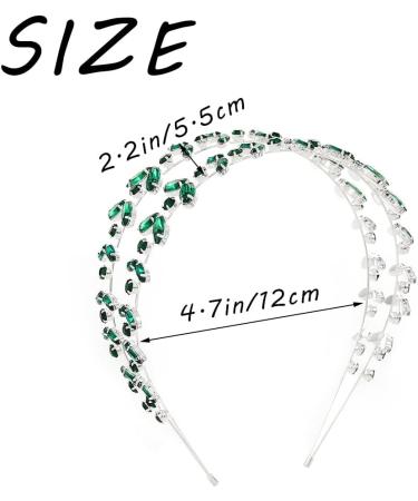 IYOU Crystal Wedding Headband Crown Sparkly Rhinestone Green Double Layer Headpiece Tiara Bridesmaid Guest Queen Hair Accessories for Women - Buy Online on GoSupps.com