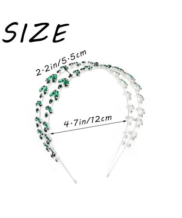 Flatser Green Crystal Bridal Headpiece | Double Layer Silver Rhinestone Wedding Headband for Women - Buy Online on GoSupps.com