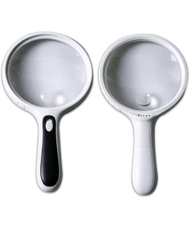 Meichoon Handheld Magnifier 3x 10x Magnification | Extra Large Optical Lens | 4 LEDs Illuminated | Ideal for Elderly Reading and Children's Exploration - White - Buy Online on GoSupps.com