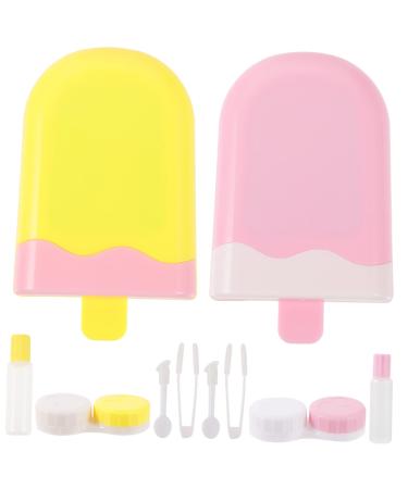 Homsfou Box with 2 sets of contact lens container mirror film contact lens organizer enchanting lens organizer Small case for lens holder colored contact lenses glass ice cream