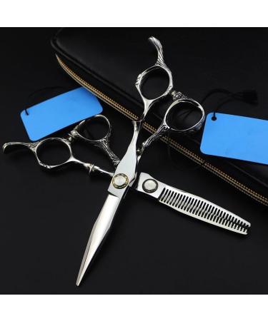 Hair Cutting Scissors 6 Inch Professional Japan 440c Bearing Silver Cut Hair Scissors Haircut Thinning Barber Cutting Shears Hairdresser Scissors Set