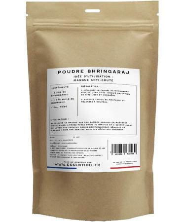 ESSENTIOIL Bhringaraj Powder - 100% Natural - Against hair loss Promotes growth Soothes the skin - All hair and skin types - 100g - French Brand - Buy Online on GoSupps.com
