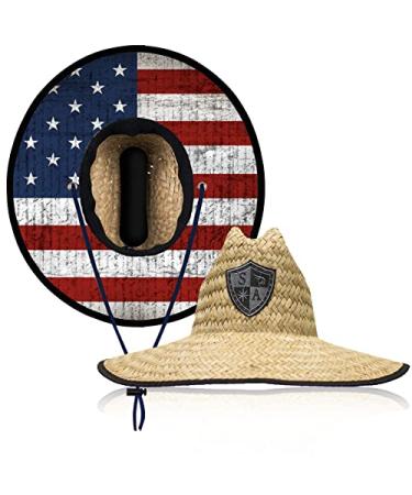 S A Company Summer Straw Hats Mens Sun Hat Straw Beach Hat for UV Sun Protection with 1 UV Face Shield Neck Gaiter Included American Flag