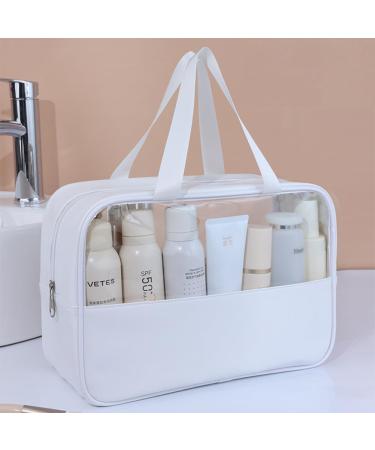 4PCS Clear Toiletry Travel Bags - Waterproof PU Makeup Bags for Men and Women - Portable Airport Cosmetic Pouches - White - Buy Online on GoSupps.com