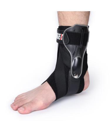 Dual Protective Guards Ankle Brace for Plantar Fasciitis Sprained Ankle Achilles Tendonitis Relief Breathable Cooling Ankle Brace Stabilizer for Men Women Volleyball Basketball Medium Black
