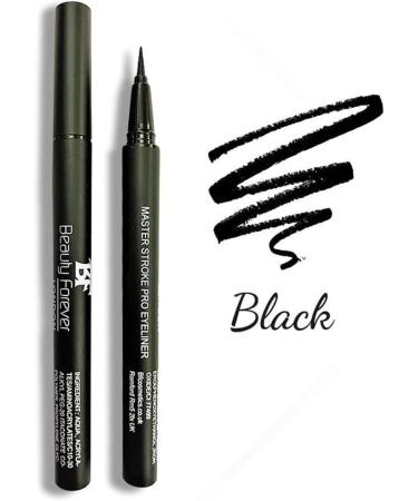 Beauty Forever Master Stroke Pro Eyeliner | Long Lasting Waterproof Felt Tip Pen | Smudge Proof Semi Matte Finish | Suitable For All Eye Shapes | 2 Shades (Black) - Buy Online on GoSupps.com