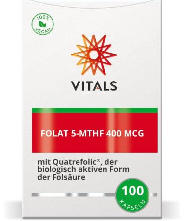Vitals Folate 5-MTHF 400mcg - Vegan Folic Acid with Quatrefolic for Pregnancy - 100 Capsules - Buy Online on GoSupps.com