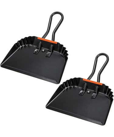 Lizusidtsy 2Pack 12 Inch Black Metal Dustpan Dust Pan Dustpan for Indoor Outdoor Fireplace Industrial Commercial Use - Buy Online on GoSupps.com