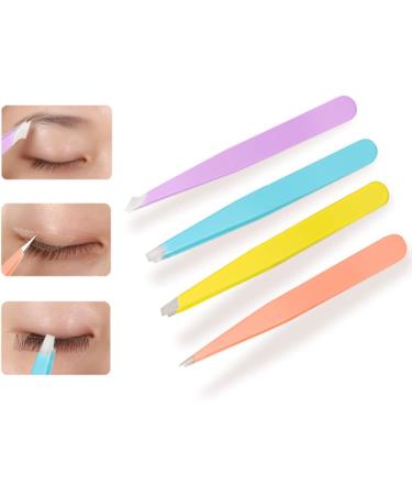 Voarge Professional Stainless Steel Tweezers Set (4 Piece) Eyebrow Tweezer Slant tip Pointed & Straight Best Precision Tweezers for eyebow ingrown Hair False Nose Hair Exfoliate (Weiß) - Buy Online on GoSupps.com