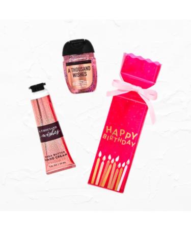 A Thousand Wishes Happy Birthday Mini Gift Set 2-pc | Travel Size Shea Butter Hand Cream & Cleansing Gel (Happy Birthday Packaging May Vary)