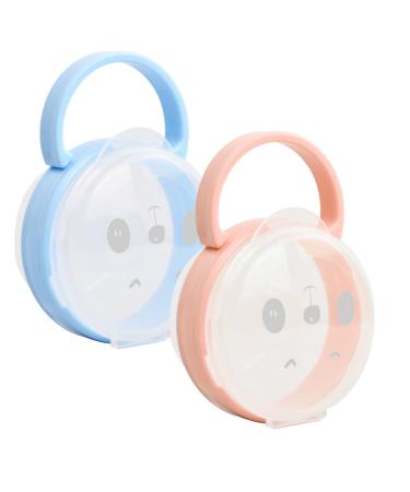 Pinsheng baby pacifier box 2 pieces baby portable pacifier box with portable handle baby pacifier holder storage box dummy container for infants babies and toddlers
