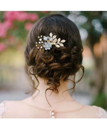 inSowni 20 Pack Classy Dusty Blue Flower Bridal Wedding Hair Side Combs and Hair Accessories - Perfect for Brides, Bridesmaids, and Prom - Light Blue Theme - Buy Online on GoSupps.com