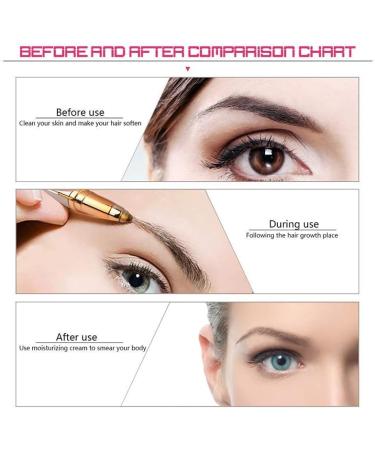 Buy Eyebrow Hair Remover with LED Light - Rechargeable Electric Precision Trimmer for Women - Painless Portable Razor in Rose Gold - Flawless Hair Removal for Lips Nose & Chin - Buy Online on GoSupps.com