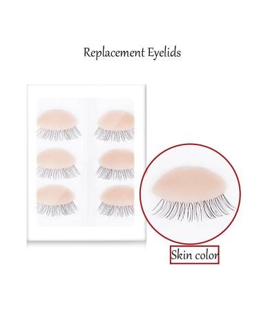 3 Pair Realistic Eyelash Training Heads with Removable Eyelids & Lashes - Perfect for Makeup & Eyelash Extension Practice | International Shipping Available - Buy Online on GoSupps.com
