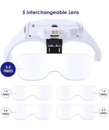 Nanxin Head Magnifier Head Wearing Loupe Magnifier with LED Light Hands Free Reading Magnifying Glasses 5 Replaceable Lenses for Professional Jewelry Loupe Reading Watch Electronic Repair - Buy Online on GoSupps.com