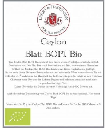  Lerbs & Hagedorn Lerbs & Hagedorn Ceylon Tea Ceylon Leaf BOP1 organic | Fruity aromatic sweet 1 kg approx. (81 liters) - Buy Online on GoSupps.com