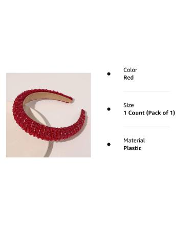 Baroque Rhinestone Crystal Diamond Headband - Red | Wide Glitter Beaded Hairband for Women & Girls - Buy Online on GoSupps.com