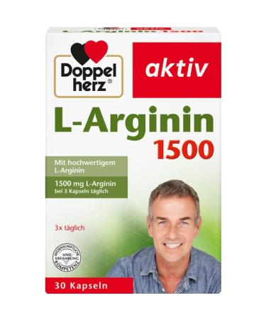 Doppelherz L-Arginine 1500 - With the high-quality amino acid L-Arginine Pack of 3 (3 x 30 gluten- and lactose-free capsules)