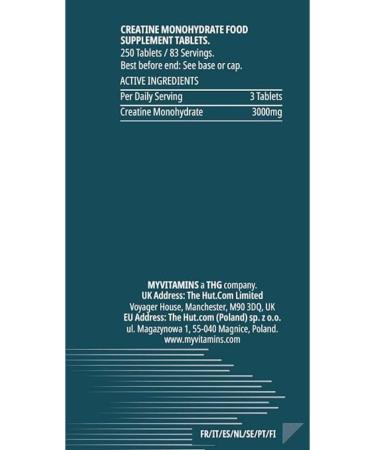 Unflavoured My Protein Creatine Monohydrate 250 Tablets | Pure Creatine Supplement - Buy Online on GoSupps.com