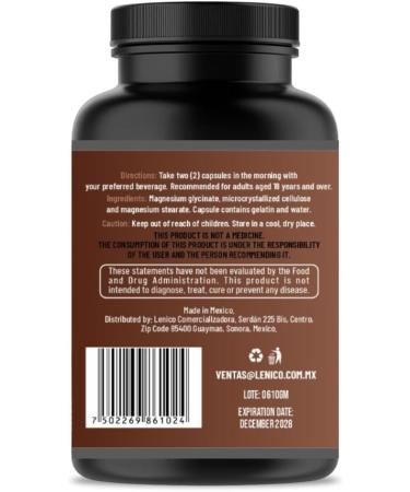 Lenico Magnesium Glycinate Capsules 60 Count Gluten Free Formula with No Additives High Absorption Magnesium Supplement for Daily Mineral Support - Buy Online on GoSupps.com