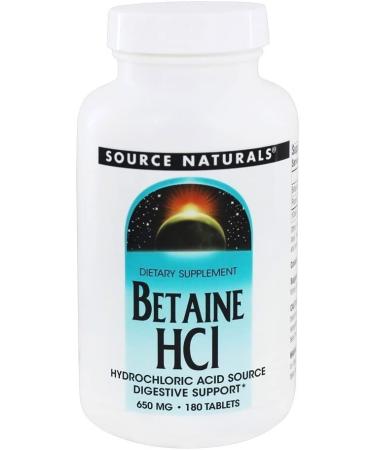 Source Naturals Betaine HCL 650 mg - 180 Tablets for Digestive Support - Buy Online on GoSupps.com