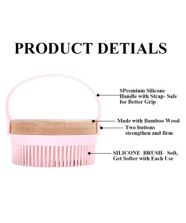 AEIOU Bamboo Back Scrubber & Soft Body Brush for Shower - Pink | Cellulite Treatment & Lymphatic Drainage - Buy Online on GoSupps.com
