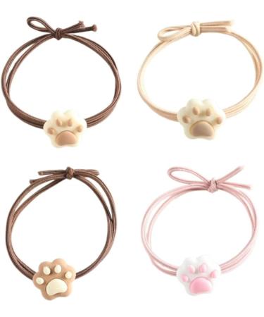 xbiez Cartoon Kitten Paw Style Cat Paw Hair Tie Hair Rope Strong Hold Christmas Costume Cat Paw Cute Hair Rope Non-Slip Beige 1 - Buy Online on GoSupps.com