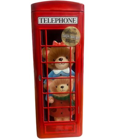Christmas Teddy Bear Telephone Box Biscuit Tin - Assorted Shortbread Biscuit in festive Tin Gift Box - Great Gift For Adults & Children - Buy Online on GoSupps.com