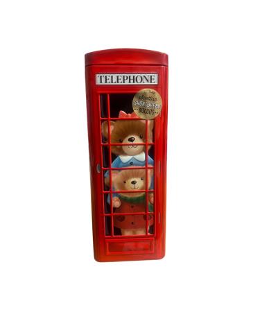 Christmas Teddy Bear Telephone Box Biscuit Tin - Assorted Shortbread Biscuit in festive Tin Gift Box - Great Gift For Adults & Children