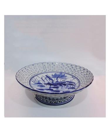 Fruit Bowl Salad Bowl Ceramic Fruit Bowl Modern New Chinese Style Hollow Hand-Painted Chinese Style Creative Home Living Room Office Fruit Bowl Fruit Bowl for Kitchen Counter (Color : A) (A)