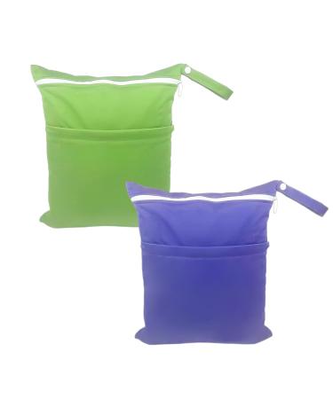 Memofynd 2 pieces of waterproof diaper bag cosmetic storage bag separation of dry and wet clothing suitable for swimming traveling and for home use (green purple)