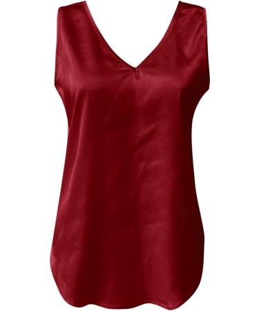 Womens 2024 Fashion Tank Tops Deep V-Neck Loose Fit Basic Ruffled Summer Casual Sleeveless Tees Shirts Tank 1769-eumxw-red#6 XXL - Buy Online on GoSupps.com