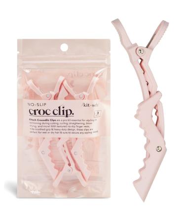 Kitsch Alligator Clips for Hair - No Slip Hair Clips for Styling & Sectioning | Alligator Hair Clips for Women | Makeup Hair Clips & Gator Clips for All Hair Types | Salon Styling Clips  3pcs (Blush)