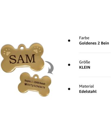 Iberiagifts Stainless Steel Dog Bone Engraving - Custom Pet Plaque for Small Puppies & Cats | Gold Medallion with 2 Paws - Buy Online on GoSupps.com