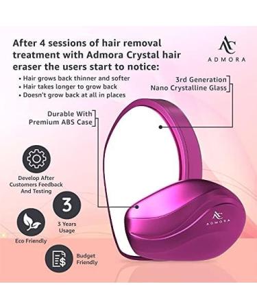 Crystal Hair Eraser - Nano Painless Hair Removal Tool for Men and Women | Fast & Easy Exfoliation Stone | Soft Smooth Silky Skin | Nail Filer Included | Rose Red - Buy Online on GoSupps.com