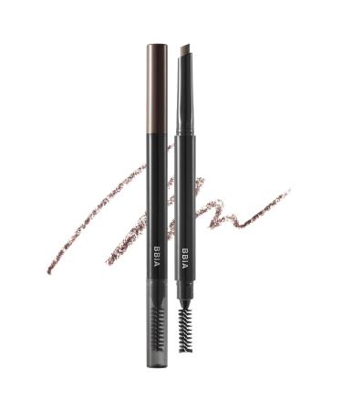 BBIA Last Auto Eyebrow Pencil 5 Colors No Sebum Brow Definer Retractable Pencil with Dual-Sided Brush Waterproof Longlasting Shape & Define & Fill Eye Brow Vegan Korean Makeup (02 DARK BROWN R)